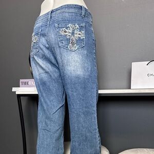 BONGO Vintage Y2K Cross Embellished Jeans